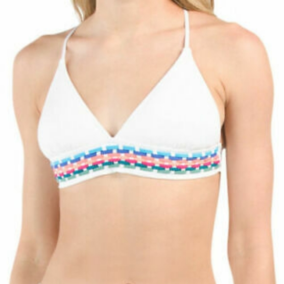 La Blanca Macrame Solids Tie Back Halter Bra Swim Top - Picture 5 of 11
